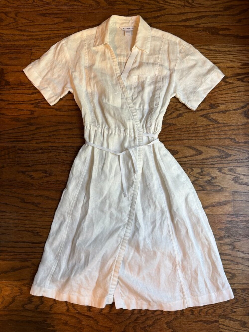 Athleta Playa Linen Wrap Dress White Size 0 100% Linen